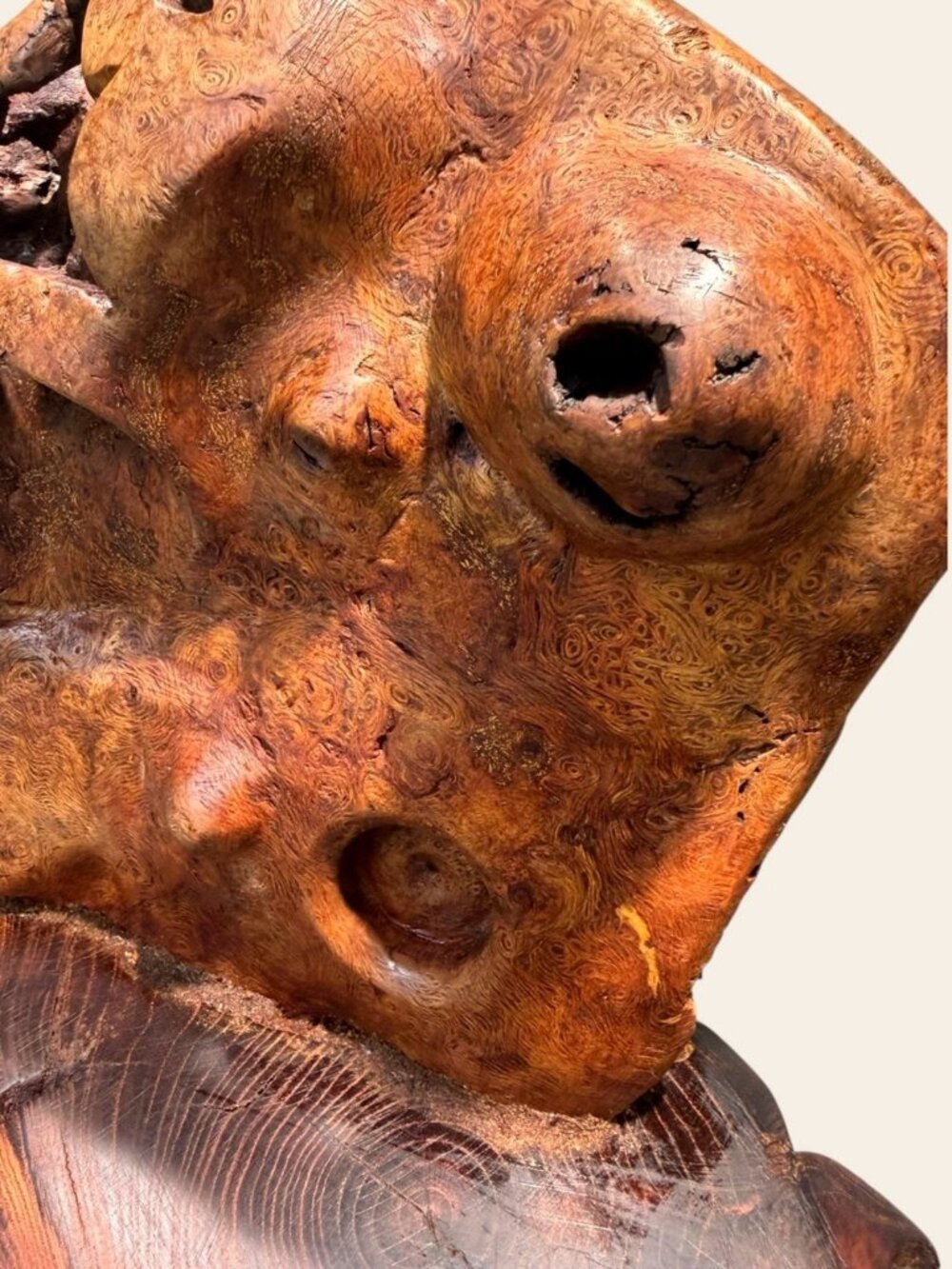 Vintage Burl Root Wood Abstract Sculpture Live Edge Base Organic Modern 17" - Picture 11 of 15